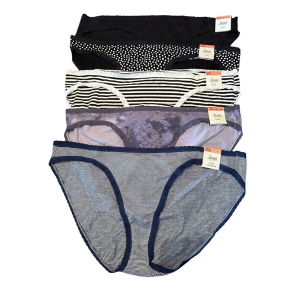 Lot of 5 Jenni Women's Sz 3XL Lace Trim Cotton Bikini‎ Panties Underwear - Picture 1 of 2